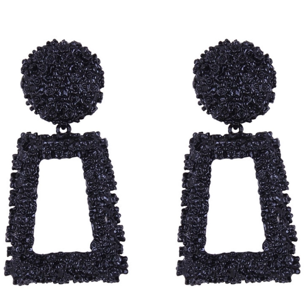 LAST 2!!!! Large Sparkle Black Geometric Earrings